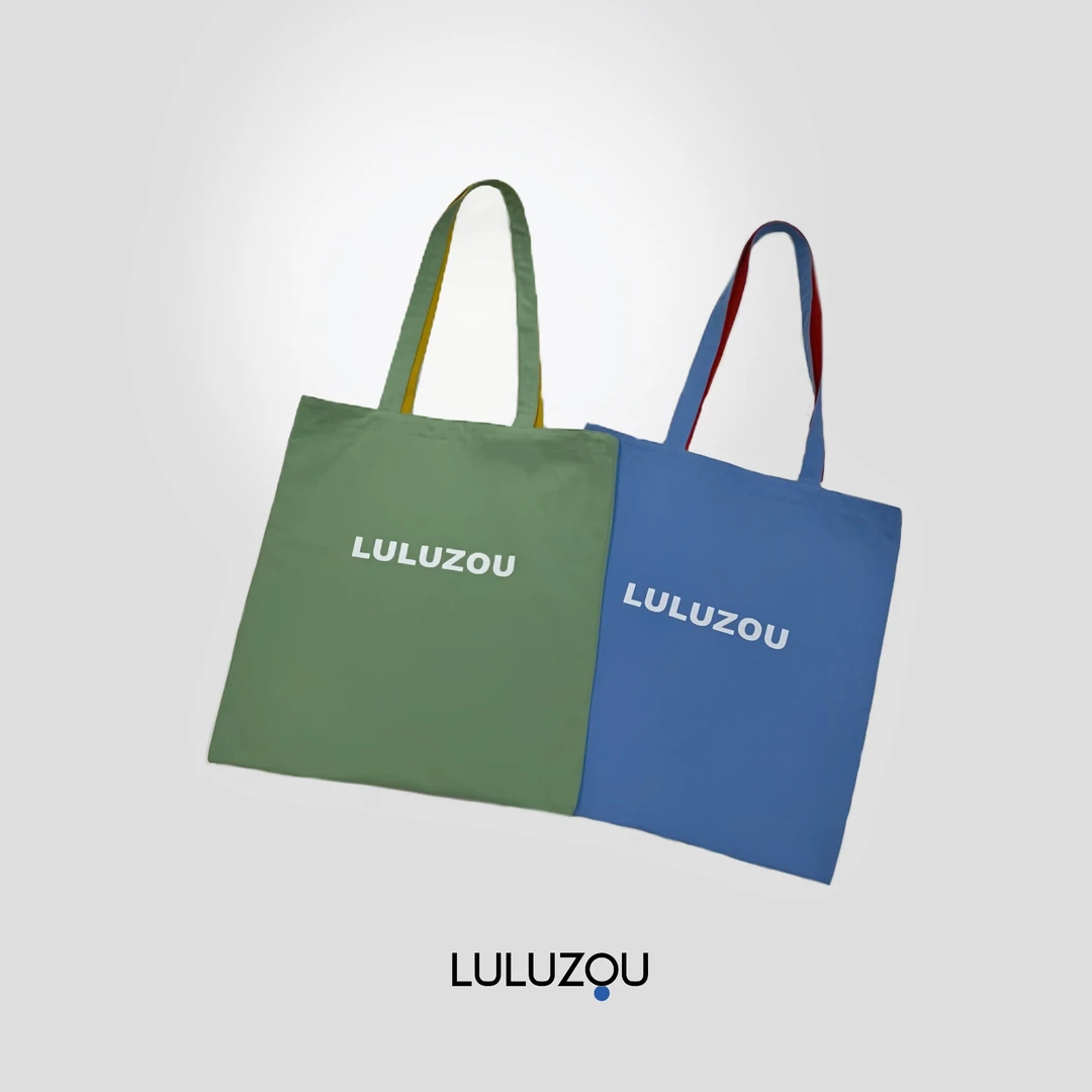 luluzou时尚环保双面帆布手提袋字母手提袋百搭布包9091