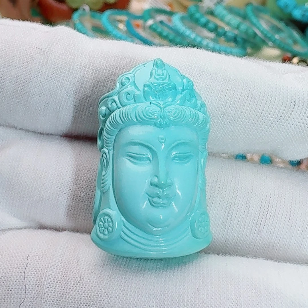 绿松石未镶嵌珠宝奇石精工观音首