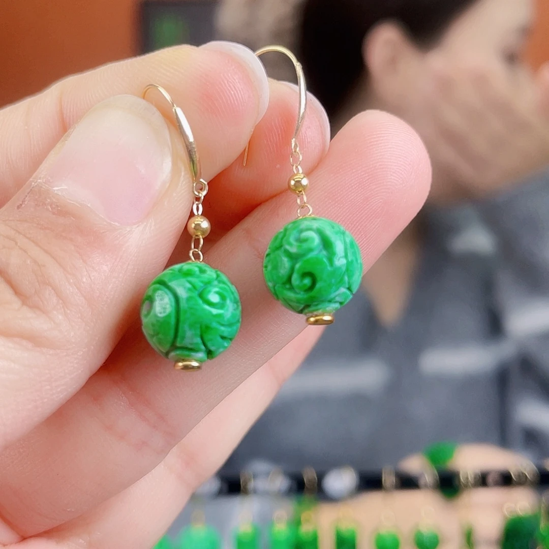 翡翠18K金镶嵌耳饰