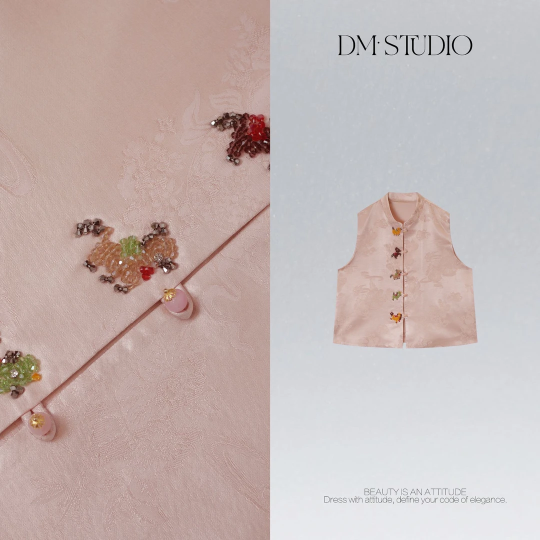 DEDM•STUDIO新中式复古国风提花小马排扣无袖马甲2512MJ/73005