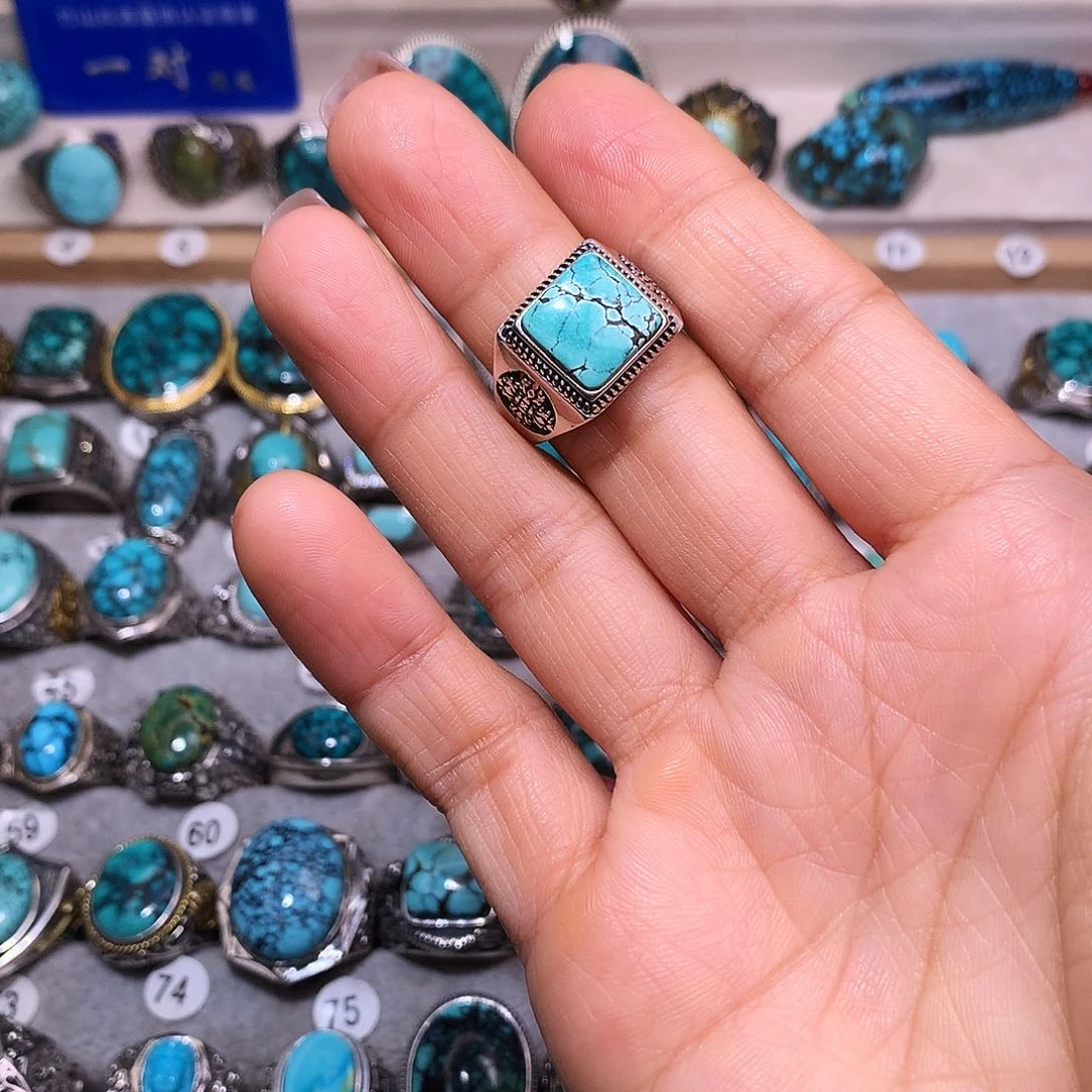 绿松石挂件银S925镶嵌