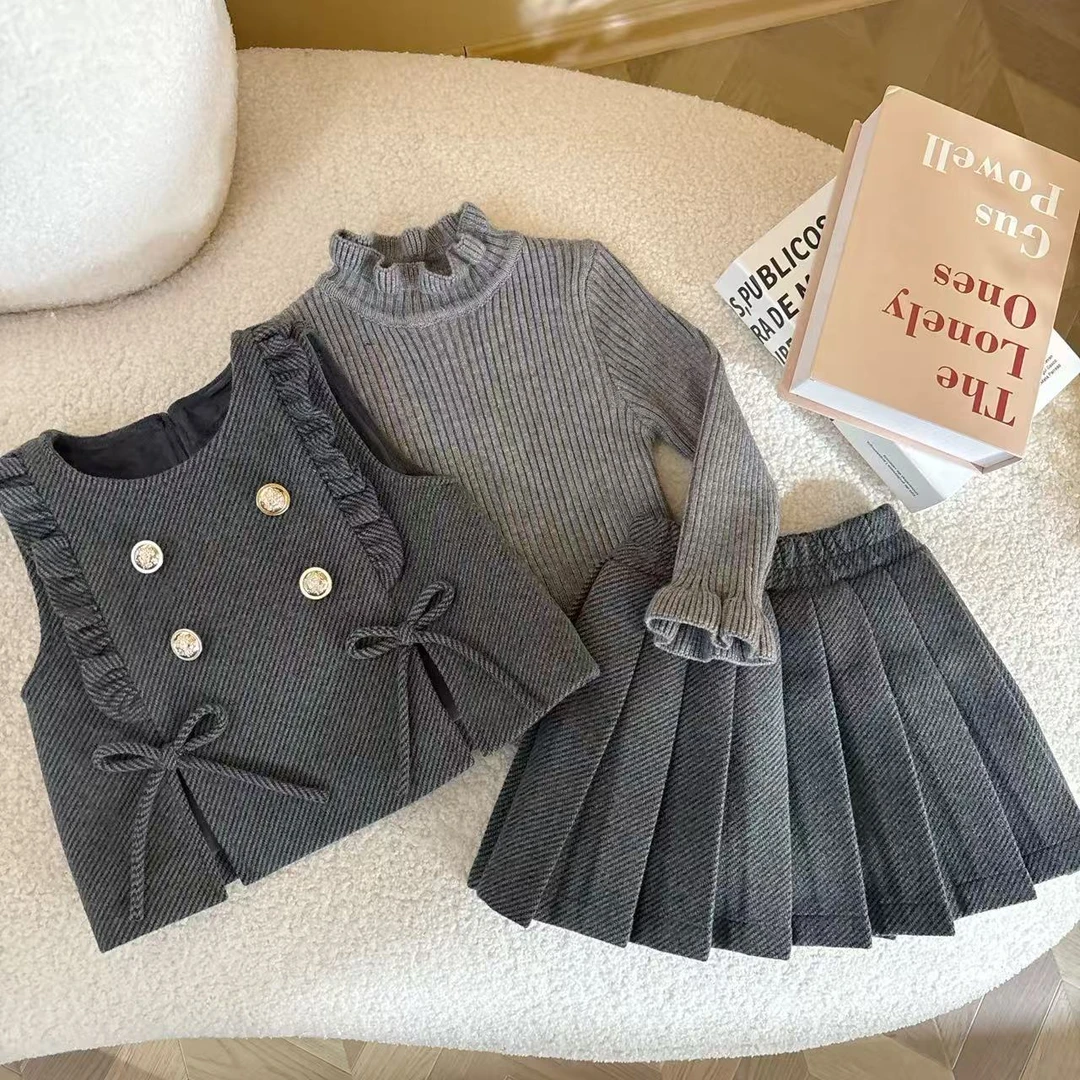女童重要场合冬装2025新款女宝宝洋气时尚儿童冬季套装