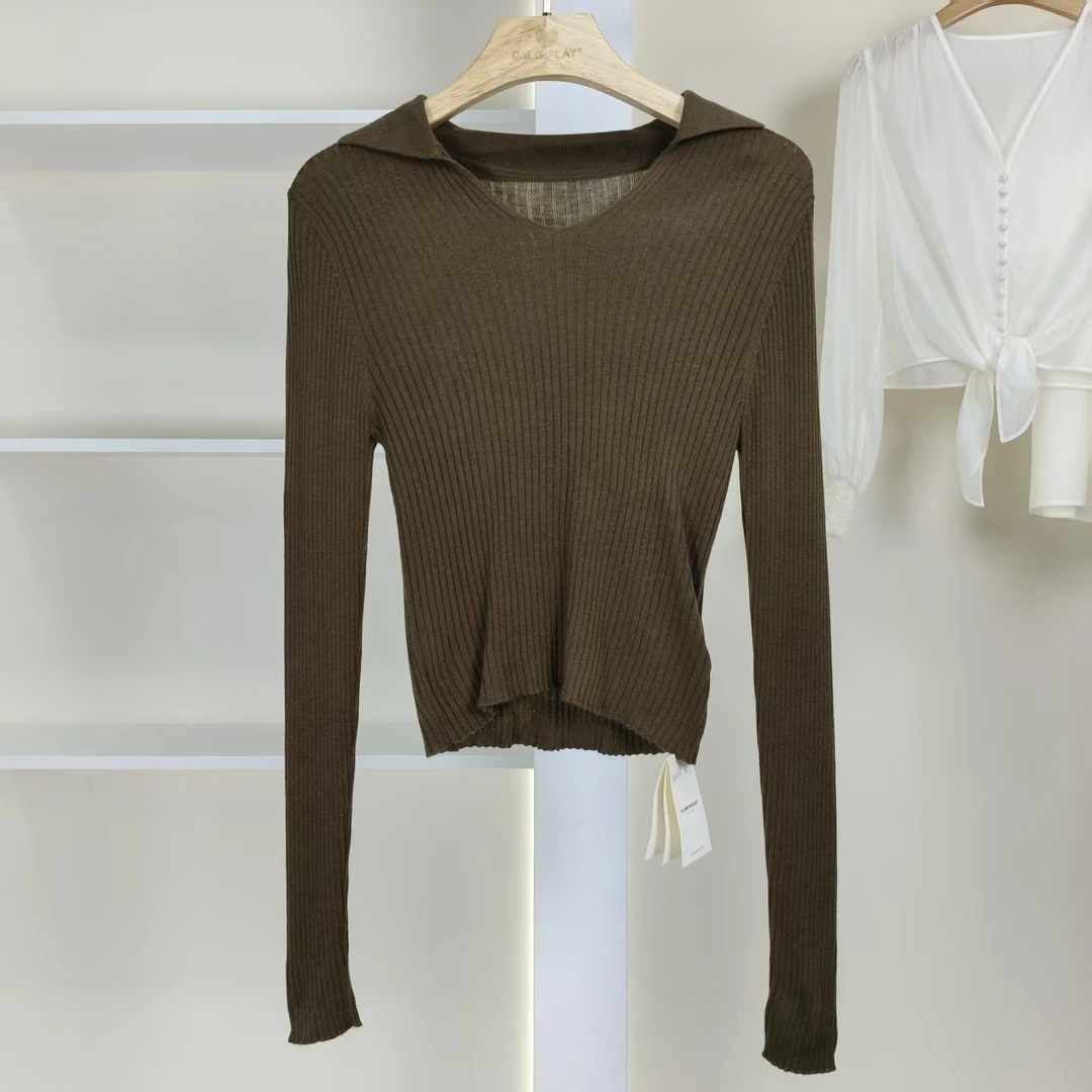 麦迪尚品  5050367 简约修身V领针织衫春季女装品牌专柜撤柜