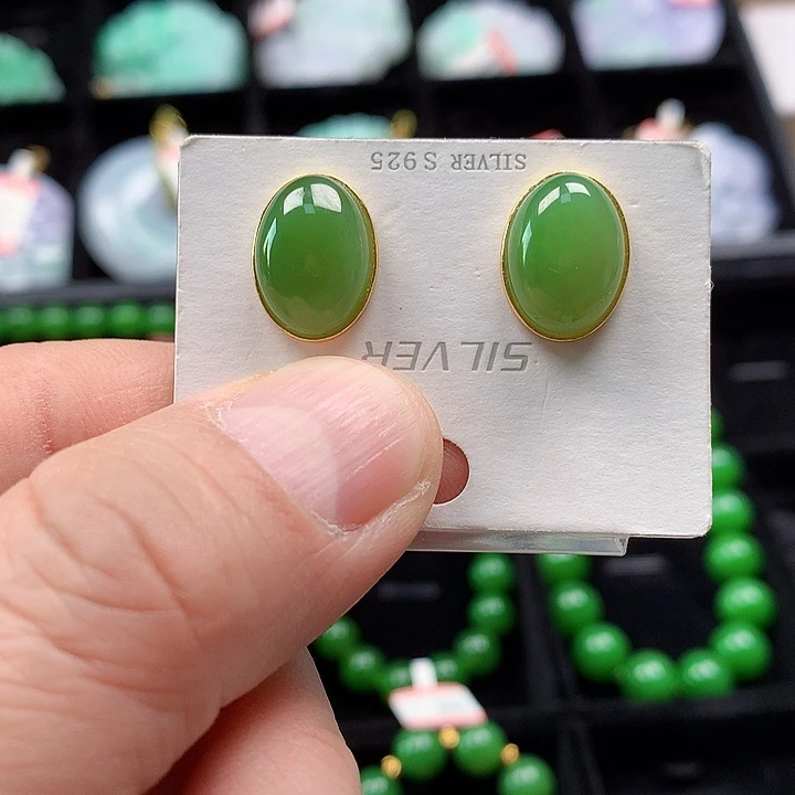 颈饰银S925镀金镶嵌和田玉