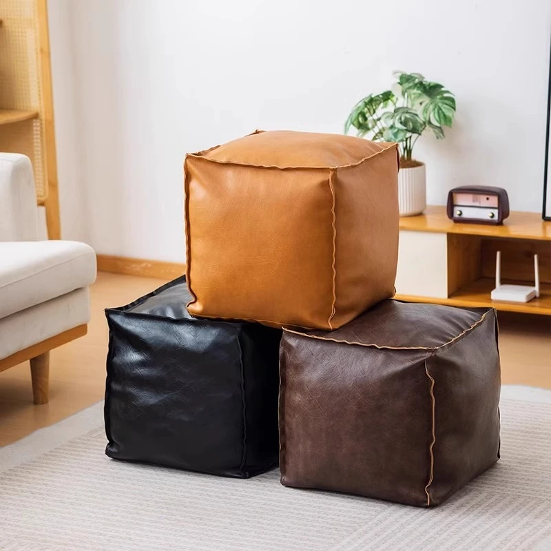 收纳坐墩二合一家用坐墩创意收纳箱蒲团衣物被子收纳袋子轻奢皮墩