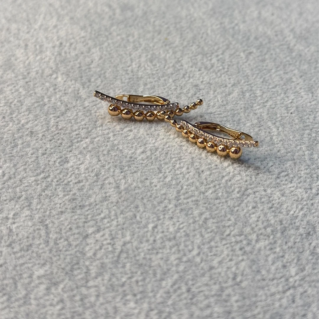 铜合金锆石耳饰 连排小珠珠耳环