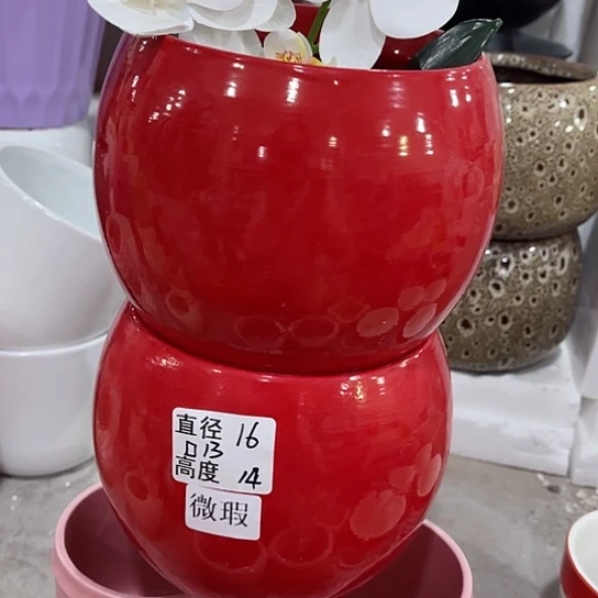 多肉绿植陶瓷花盆9.9包邮，有孔