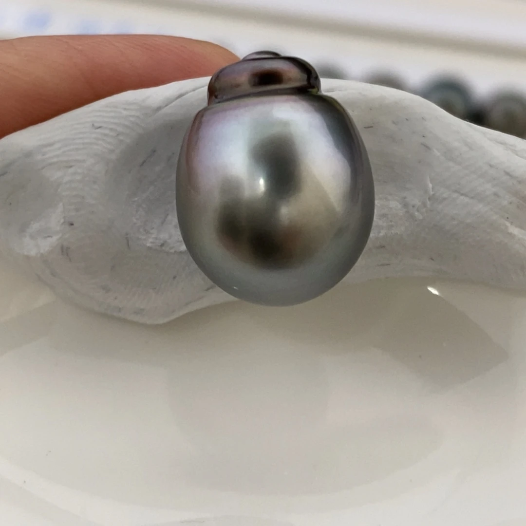 裸珠海水珍珠大溪地铂金灰13.6mm