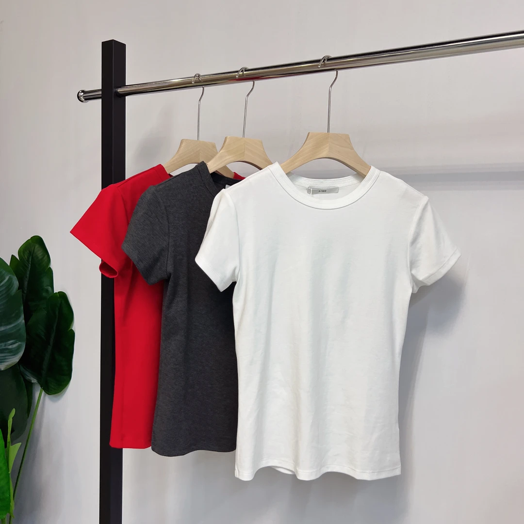 【LAOW STUDIO】欧货2025秋季天丝百搭修身显瘦圆领软糯光板短袖T恤