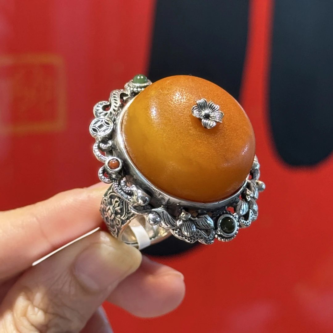 博缘琥珀蜜蜡戒指