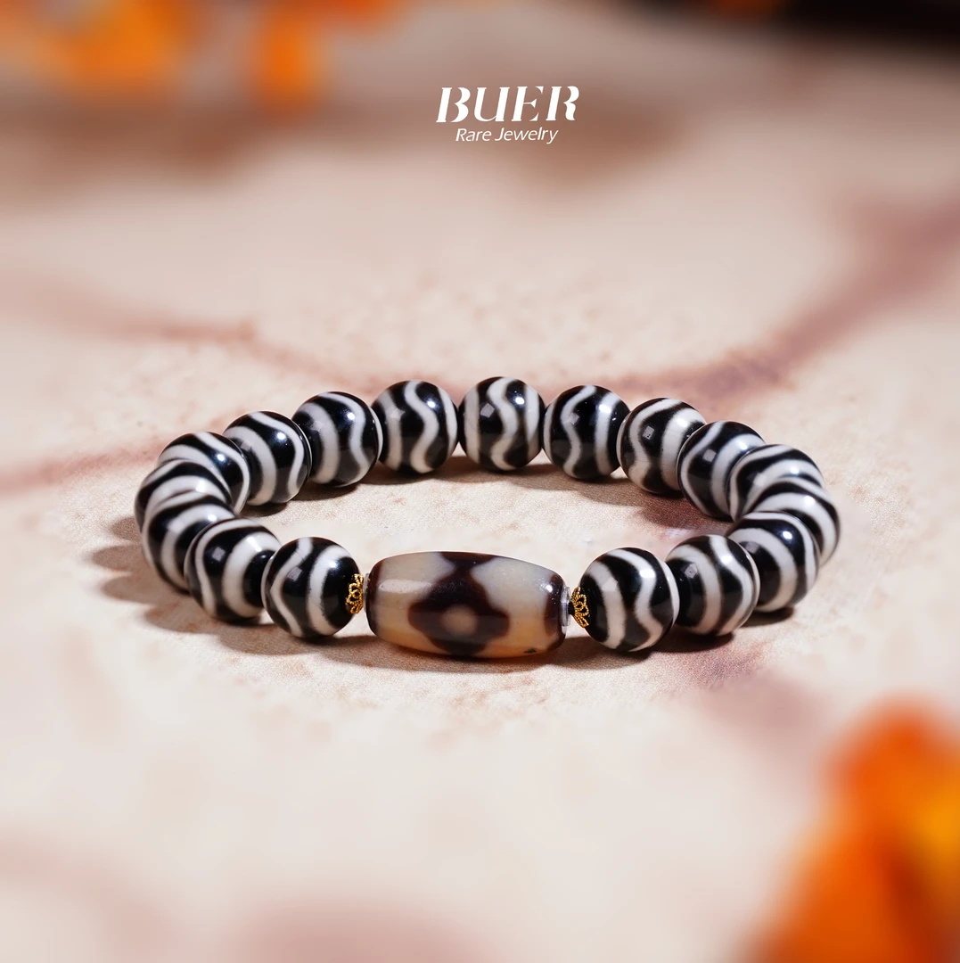 【不二】水纹与坛城三眼玛瑙珠珠18k金DIY手串(多样性发)