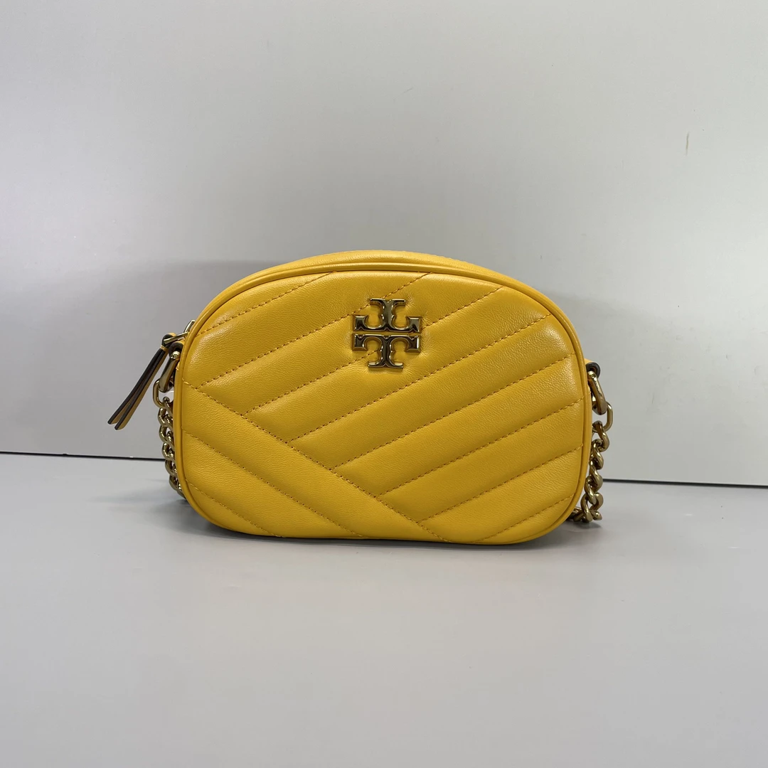 95新 TORY BURCH/汤丽柏琦 小林/kira黄色相机包18*13*7cmB031111