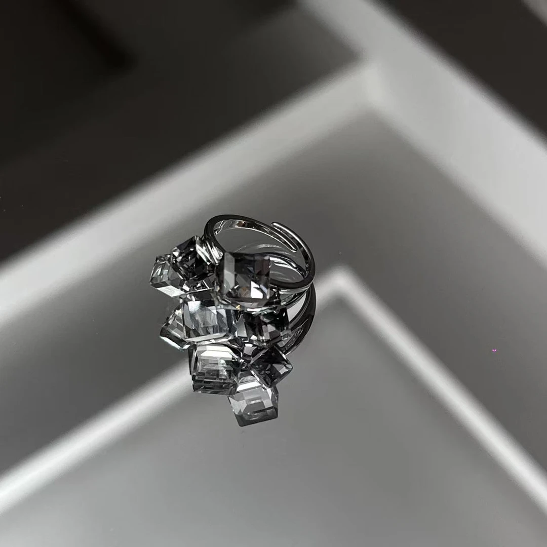 SITUOO饰图“方糖”小众设计款锆石时尚气质戒指开口