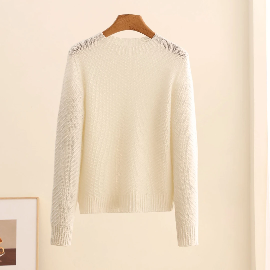 【设计师沈兰】冬季新款圆领厚款100%山羊绒针织衫6502