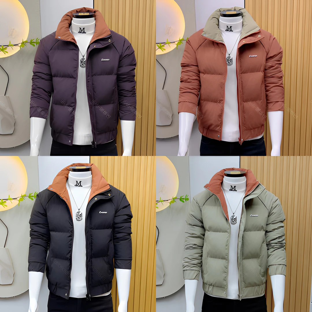 时尚简约男士棉衣气质修身立领冬季青年潮流棉服