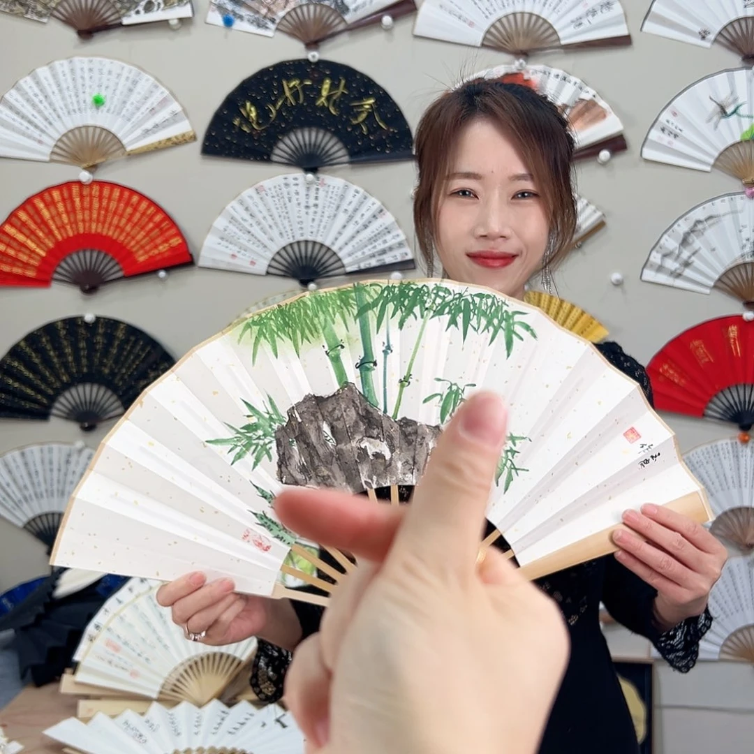 书法Z****9十寸玉竹-文玩扇-手写-粘好发出