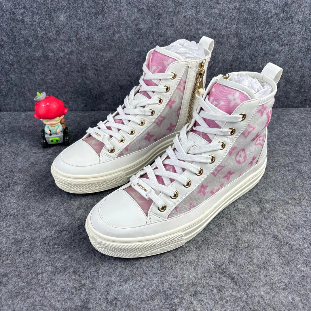 95新 LouisVuitton/路易威登 网纱老花高帮休闲鞋 36码 YLP1554