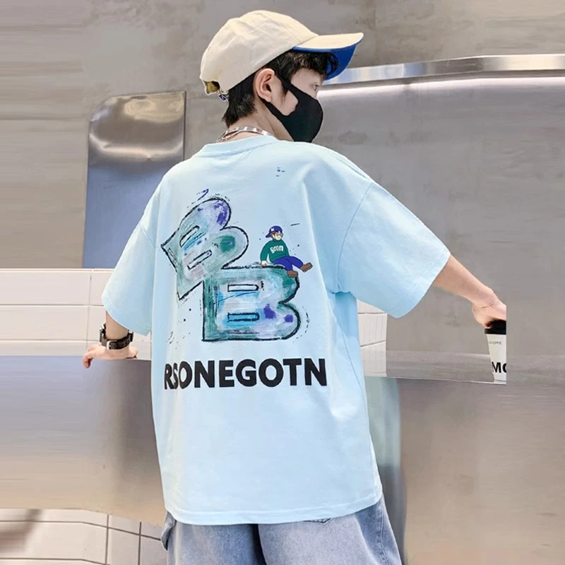 男童短袖T恤2025新款夏款中大儿童装夏季体恤男孩夏装纯棉半袖潮