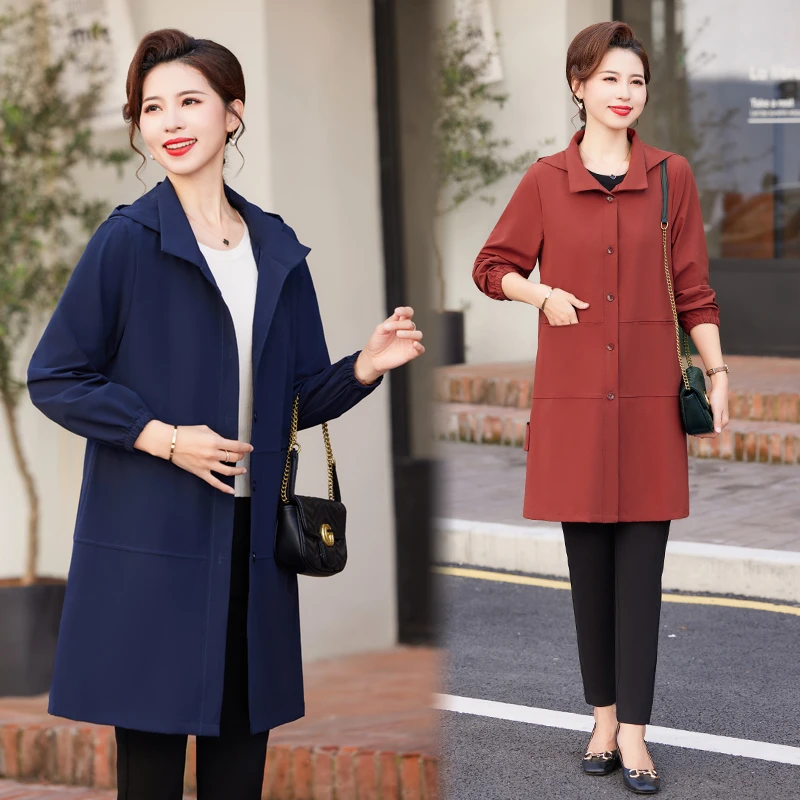 时尚妈妈风衣洋气春装中长款2025新款中老年女装高贵气质春秋外套