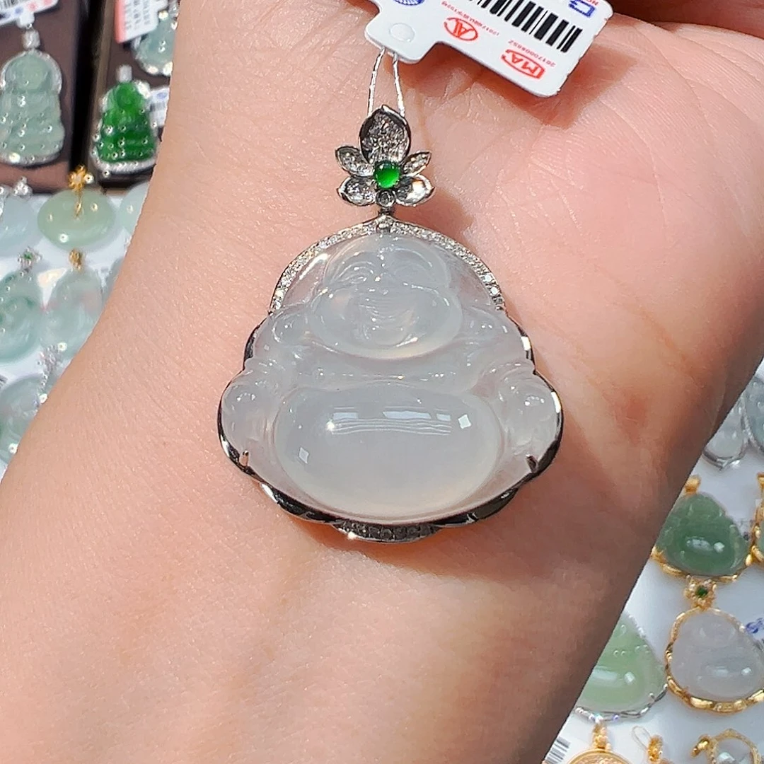 吊坠(不含链)18K金镶嵌翡翠佛公