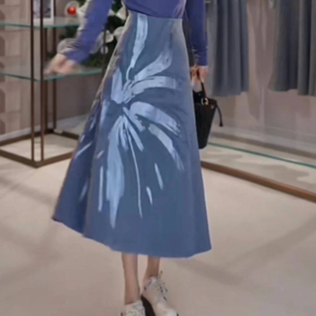 【官方正品】阿玛施AMASS 百搭知性温柔印花暗纹半身伞裙5200406