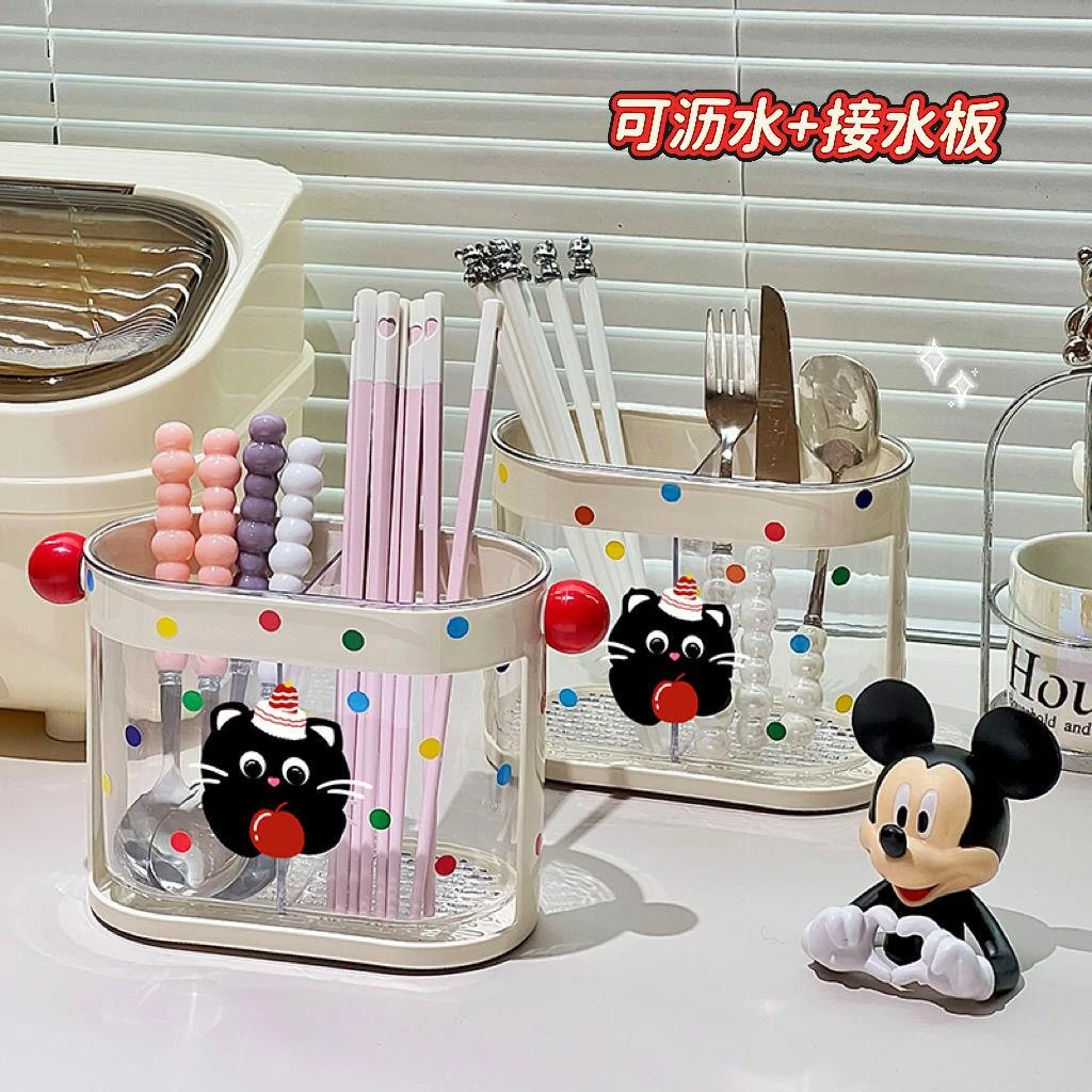 筷子收纳盒壁挂式家用高档2025新款笼篓厨房沥水筷子筒勺子置物架