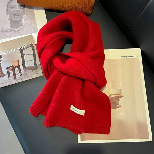 澳洲百分百羊棉毛羊绒纯色百搭保暖冬季针织围巾