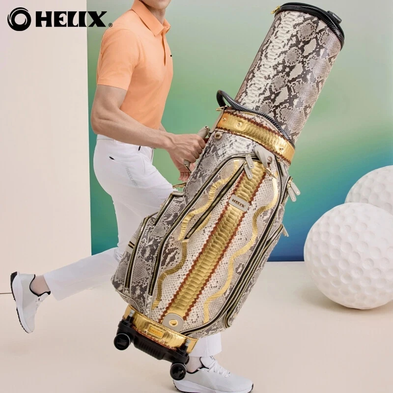 25年新款蛇年HELIX高尔夫球包精致蛇皮万向底轮航空包托运包伸缩