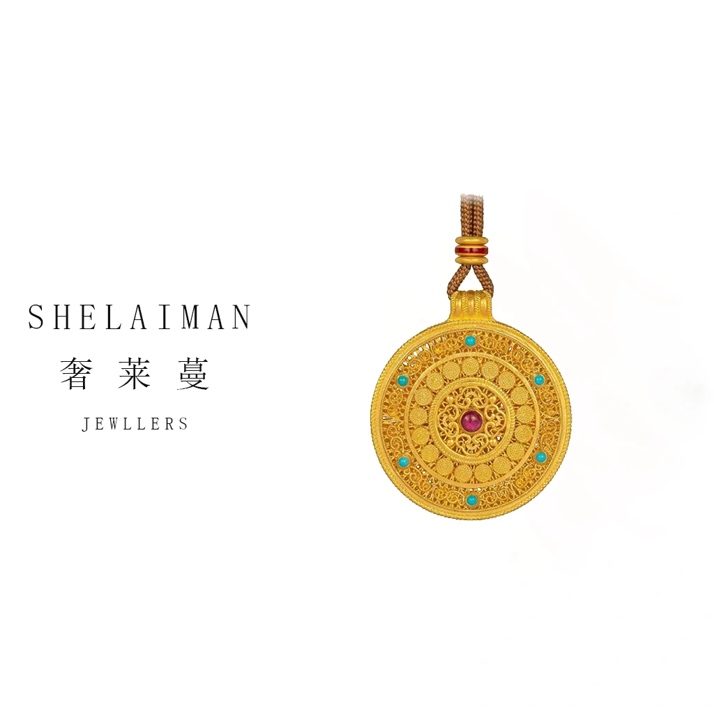 奢莱蔓/新中式珐琅八宝罗盘时来运转毛衣链项链D02