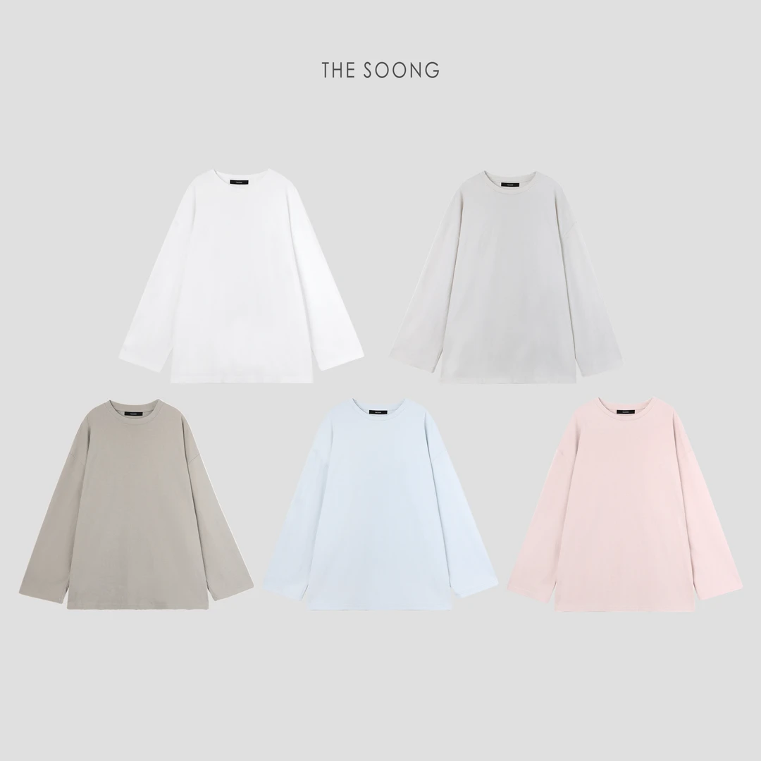 THESOONG|‘爆炸好穿屁帘T’定染系列极简舒适肌理长袖大版上衣6124