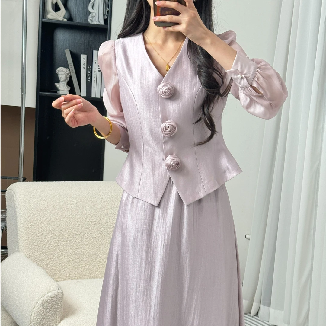 La Chapelle/拉夏贝尔2025秋季新款气质时尚休闲上衣+半身裙10090