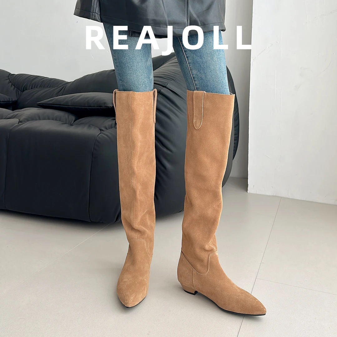 长筒靴子女2025秋冬新款尖头法式小众宽版网红裤管过膝长靴高筒靴