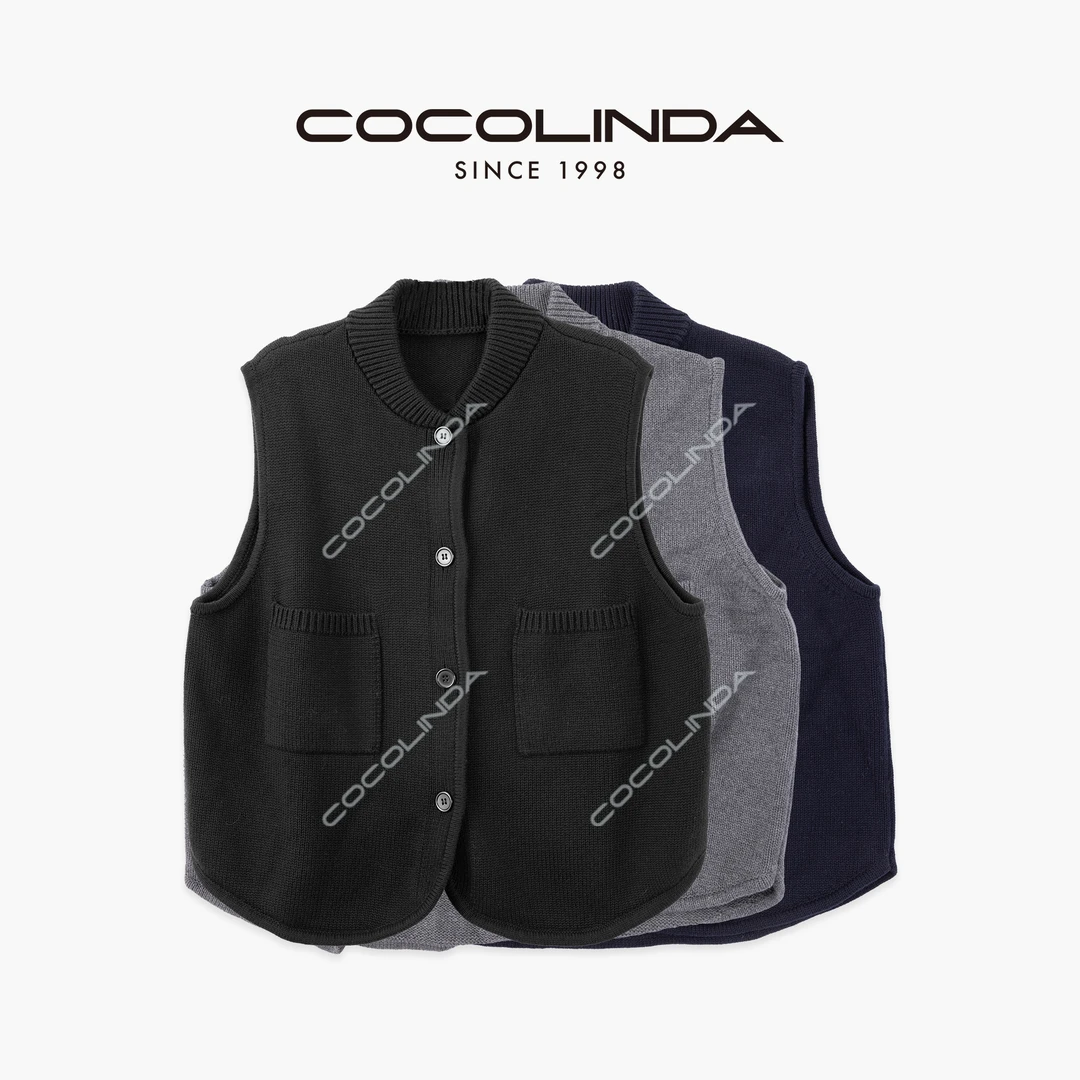 COCOLINDA | 100%棉亨利领重工经典复古马甲V5371