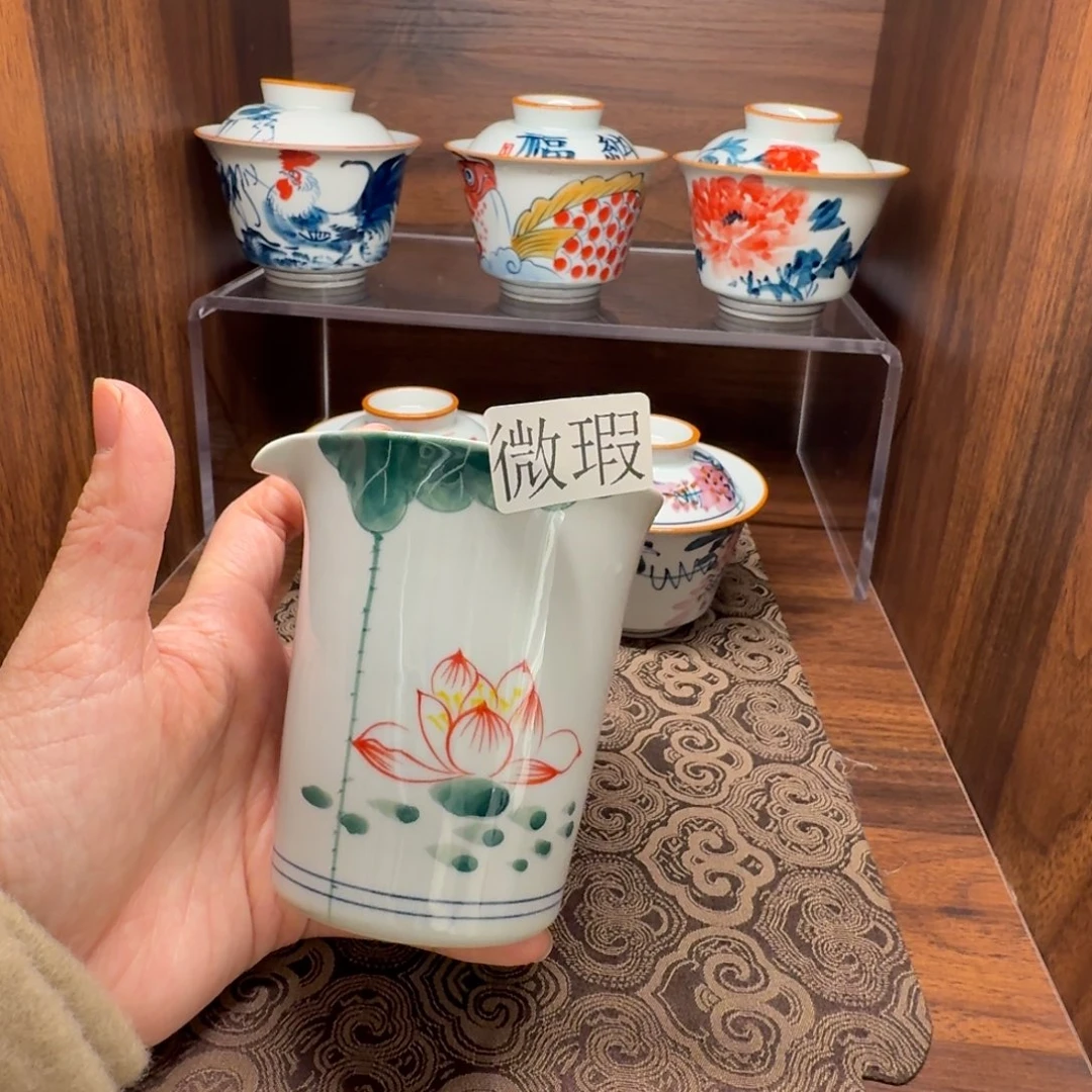 釉下手绘茶具微瑕