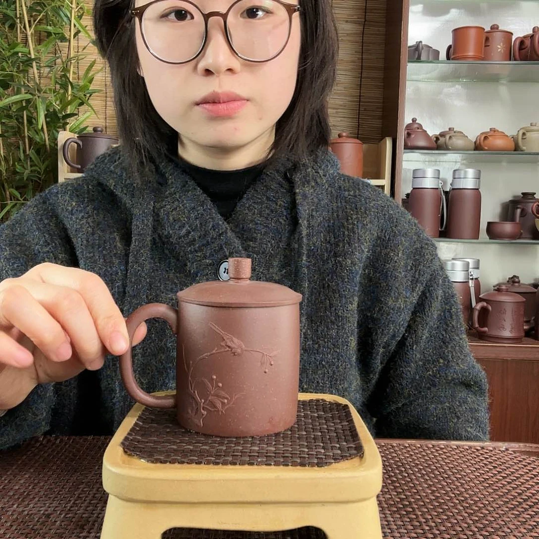 紫砂茶杯徐建明小鸟杯180CC左右没礼盒微瑕