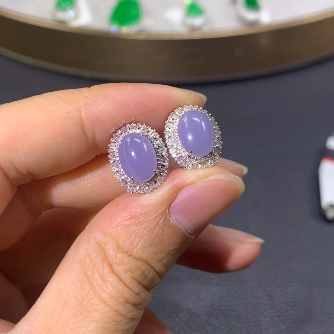 翡翠耳饰18K金镶嵌翡翠