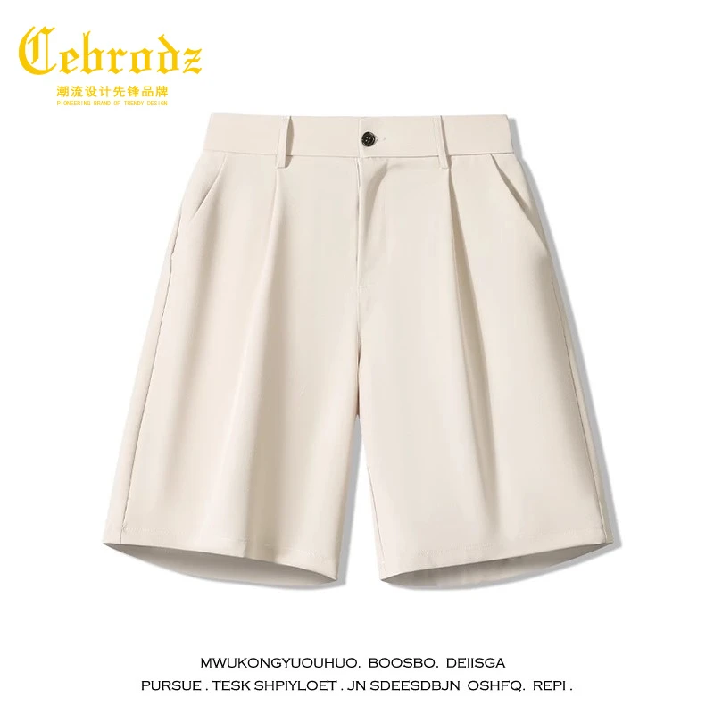 法国Cebrodz美式简约短裤男西装五分裤休闲夏季直筒男士中裤宽松