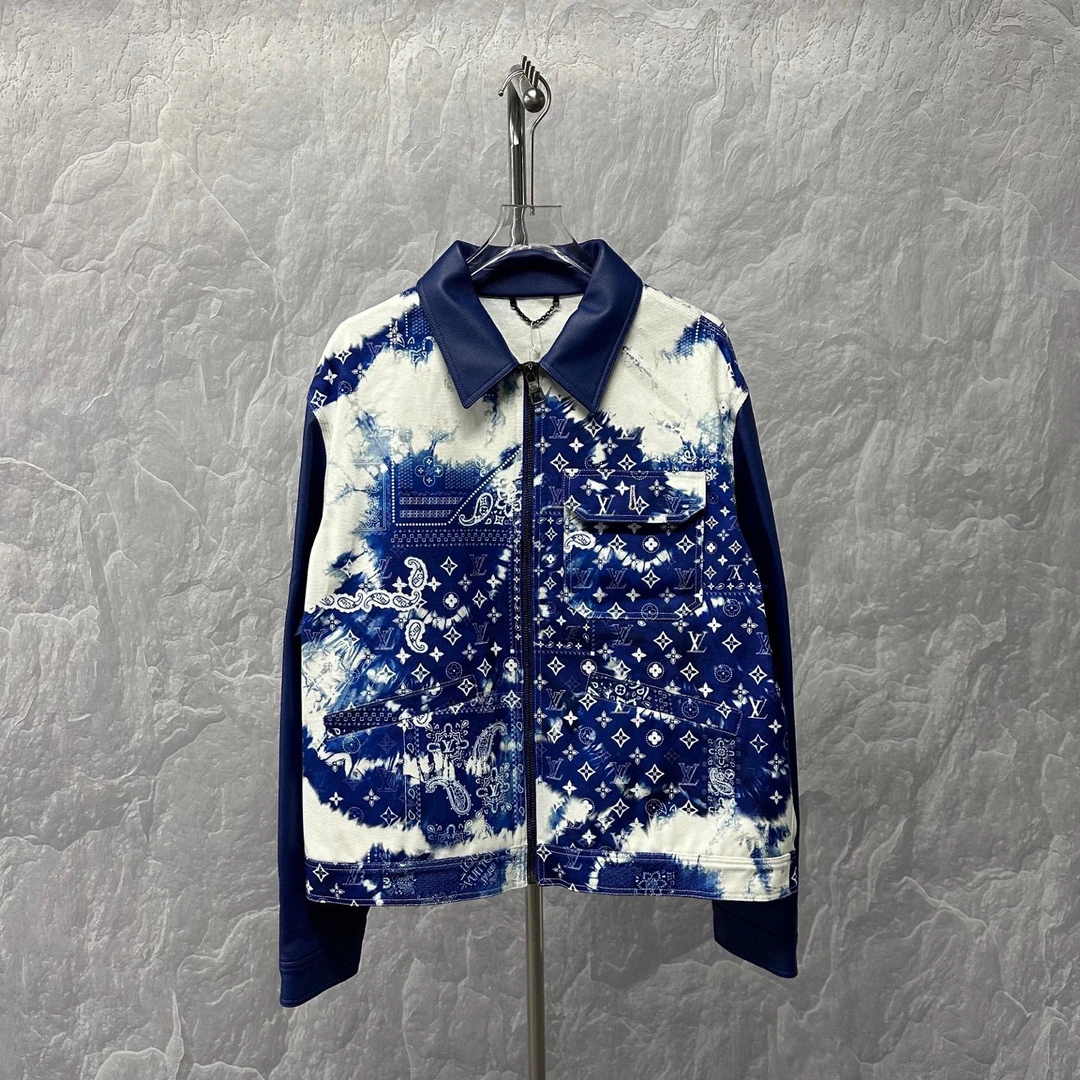 未使用 LouisVuitton/路易威登 腰果花扎染拼皮外套54码D19226