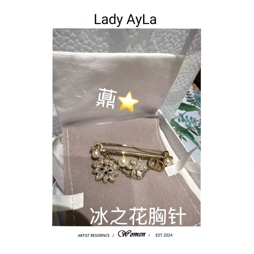 铜合金合成锆石胸针 26S CD 冰花 胸针AL2047