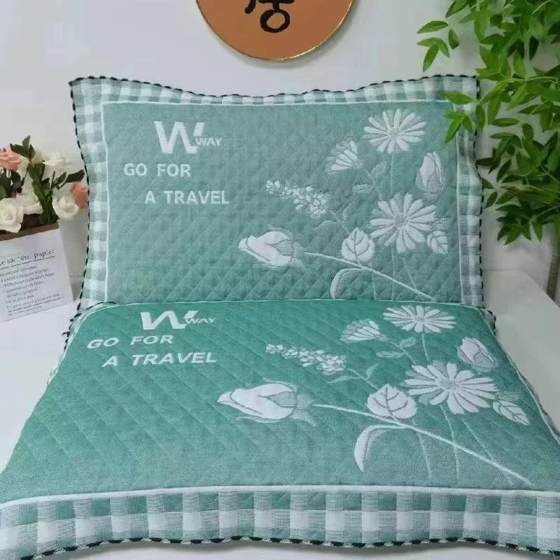 成人家用花边三层枕头巾纱布枕巾一对装加厚大号柔软透气吸汗枕巾