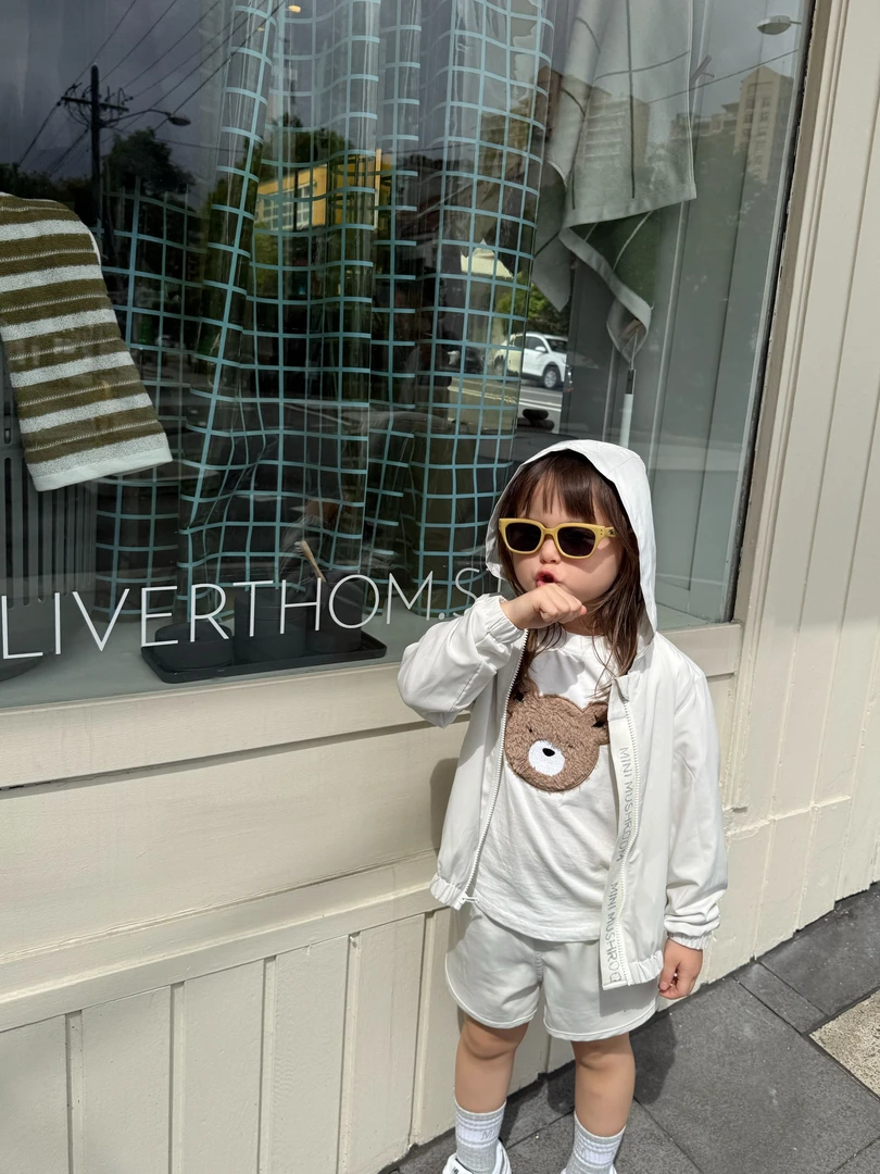 Enya小蘑菇 春夏新款儿童可爱绒绒小熊T恤