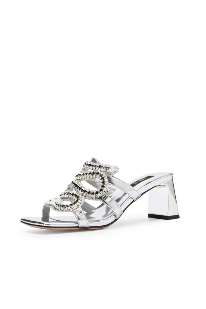 新款蛇形水钻高跟凉拖鞋半拖鞋15A3055.