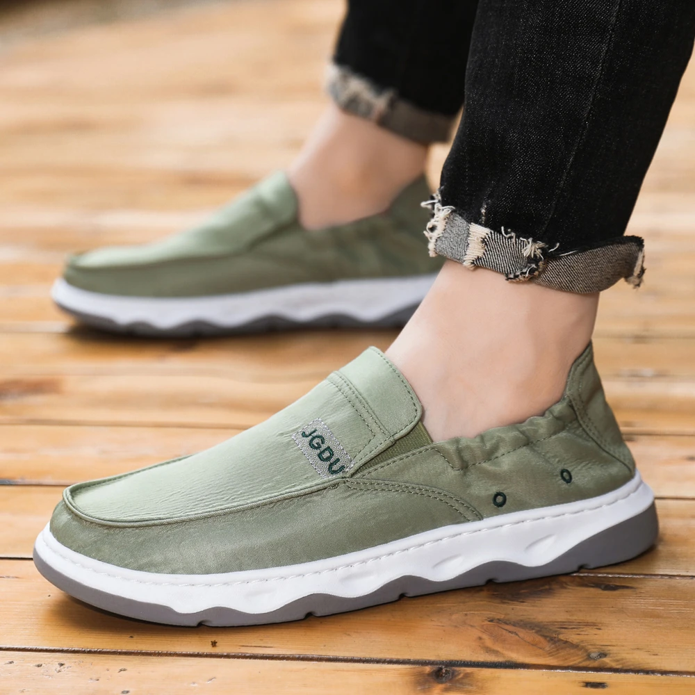 春季男鞋帆布鞋男一脚蹬透气男士休闲鞋运动软底一脚蹬开车司机鞋