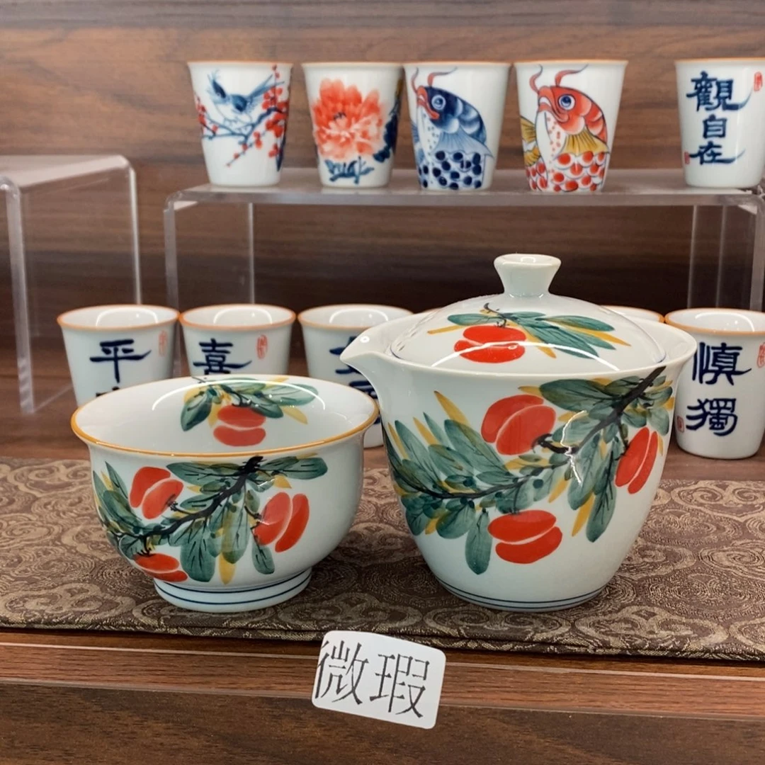微瑕釉下彩纯手绘手工绘制