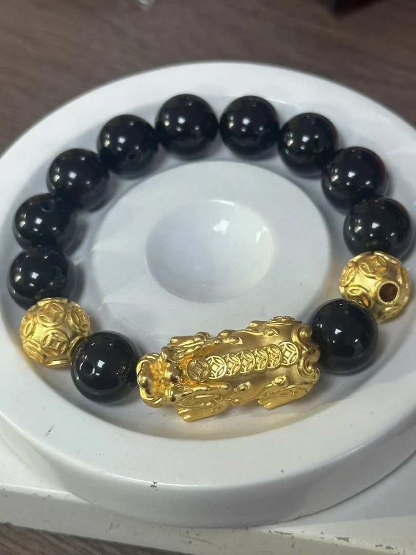 【足金999】卡12转运珠+黄金貔貅