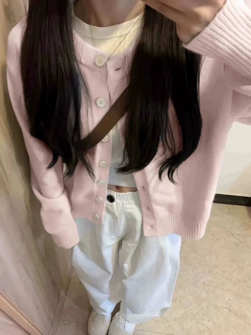 1376韩系温柔风针织开衫女春季新款软糯短款显瘦上衣外搭女