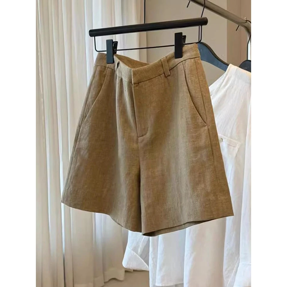 广州十三行高端爆款老钱风咖色短裤女高腰显瘦热裤春夏爆款a字裤