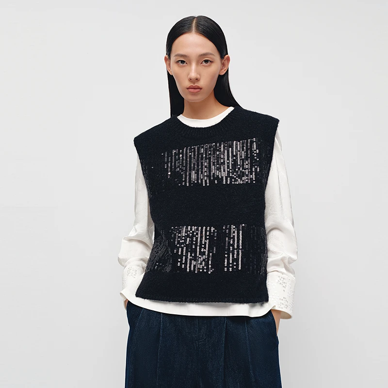 H·GENTEEL荷高春女舒适叠搭随性气质休闲针织衫马甲GUF12660628T