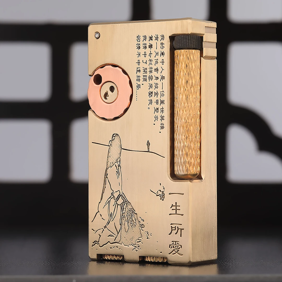 帕伽尼手工黄铜打火机复古侧滑一生所爱煤油机经典男士礼品