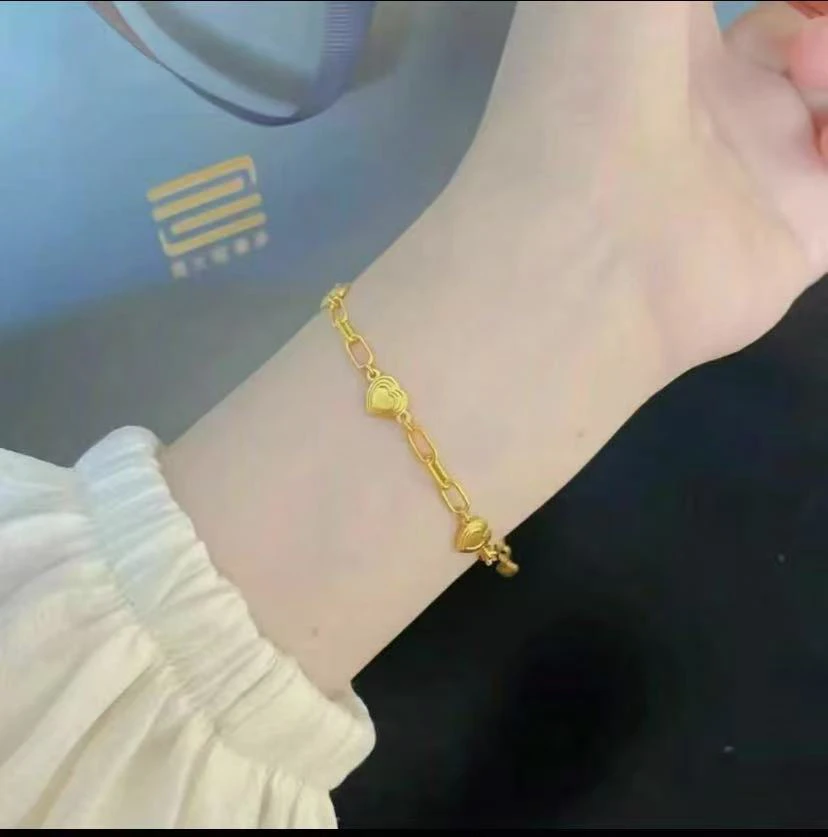 足银手链 三爱心手链2053